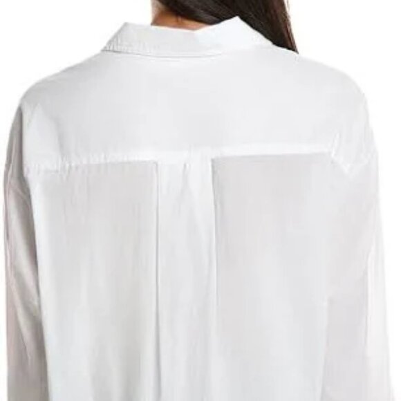 James Perse Oversized Long Sleeve Button-Up White Shirt Blouse Size 2 Medium - Picture 5 of 13